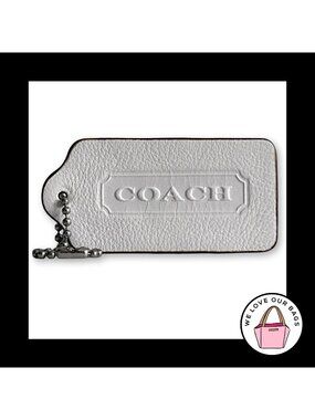 Limited Edition COACH LEGACY Hang Tag White Leather Key Fob Bag Charm Keychain